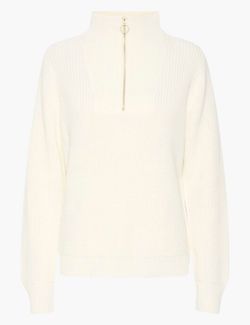 Lioa knit pullover half zip Hvit - Kaffe Clothing