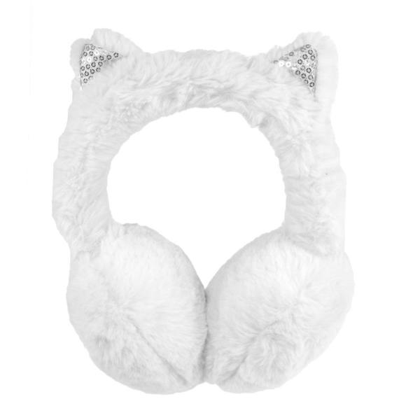  ØREVARMER HVIT M/GLITTERØRER 