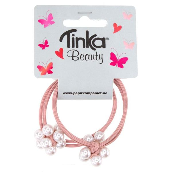 HÅRSTRIKK 2 STK ROSA M/PERLER TINKA BEAUTY