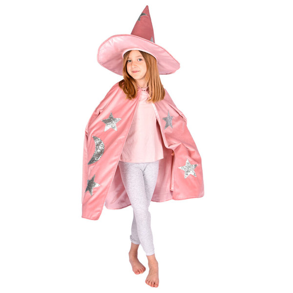 Den gode feen Cape m/hatt velvet/satin dusty onesize 3-8år