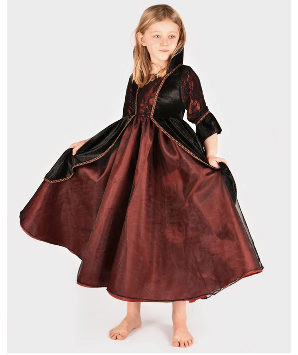 Den gode feen Vampyrkjole sort/rød 5-6år