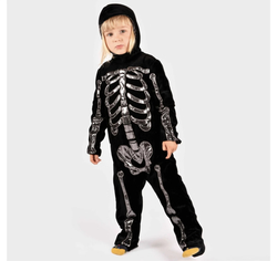 Den gode feen Skjelettkostyme sort med hette 5-6år 5-6år - Karneval