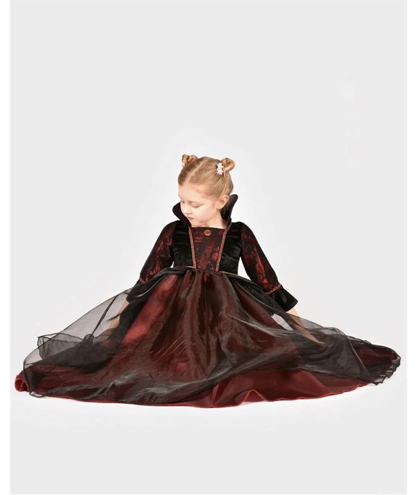 Den gode feen Vampyrkjole sort/rød 10-12 år