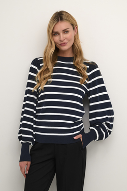 Mala stripe knit pullover Midnight Marine - Kaffe Clothing