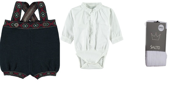 Strikket festdrakt med strømpebukse