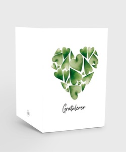 Kort m/konvolutt, Gratulerer - Grønne hjerter - konfirmasjon - VRPrintogDesign Gratulerer - Design kort