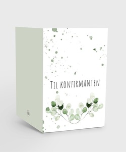 Kort m/konvolutt, Til konfirmanten - grøne blad - konfirmasjon - VRPrintogDesign Til konfirmanten - Design kort
