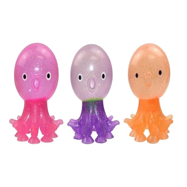 POCKET MONEY OCTOPUS GLITTER SQUEEZE BALL WITH SUCTION CUPS