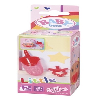 DUKKETILBEHØR - BABY BORN FLASKE OG SMUKK til 36cm dukke rød - Baby Born