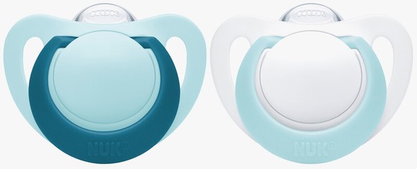 Genius silikonsmokk 2 pk, hvit og turkis