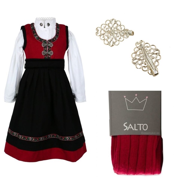 Festdrakt, strømpebukse og spenner