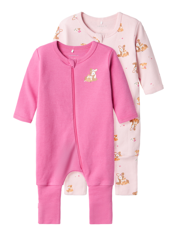 NBFNIGHTSUIT 2P ZIP FF ROSE DEER 
