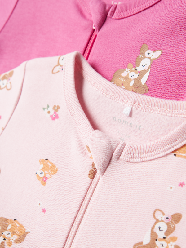 NBFNIGHTSUIT 2P ZIP FF ROSE DEER 
