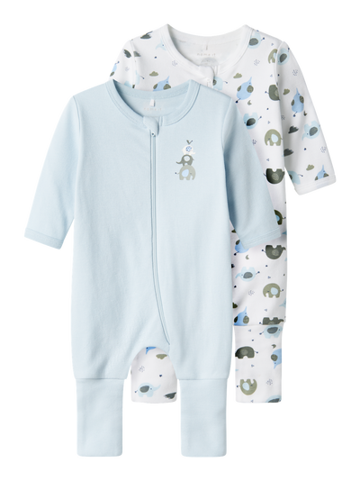NBMNIGHTSUIT 2P ZIP  ELEPHANT  Baby Blue - Name It