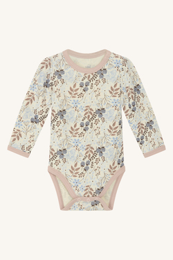 Hust&Claire body med blomsterprint, bambus ull 4112 cloud blue - Hust & Claire