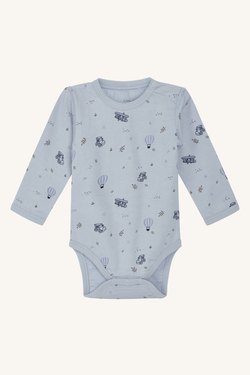 Hust&Claire body med ballerina/leker, bambus ull 4112 cloud blue - Hust & Claire