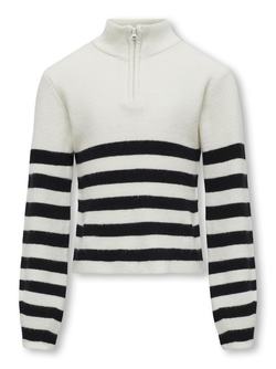 KOGFRANCA HALF ZIP L/S STRIPE KNIT  Cloud Dancer Black - Name It