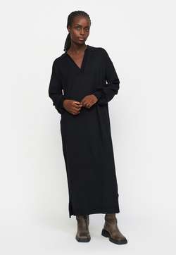 Lea Polo Midi Dress Knit Black - Soft Rebels