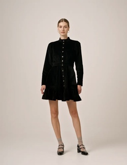 Corduroy Mini Dress Black - by TiMo