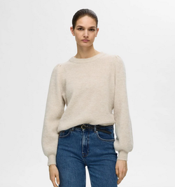 Lulu knit rib  beige - Selected femme