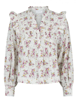 Alica Flower Blouse Hvit blomstret - Neo noir