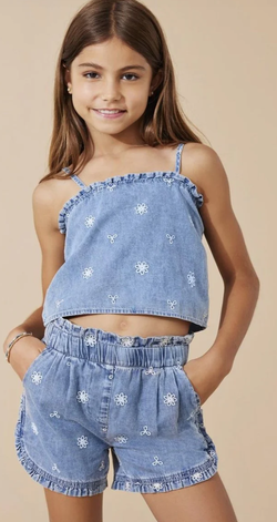 Dandy Emboidery shorts Broderte Blomster - KidsOnly 