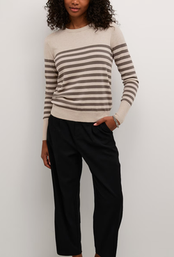 Lizza Striped knit pullover Beige - Kaffe Clothing