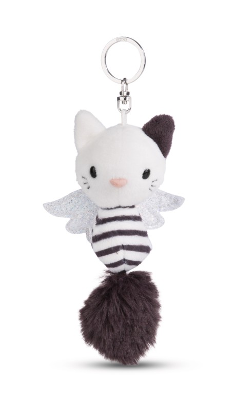 Keyholder Guardian Angel Cats black & white striped NICI GREEN nøkkelring