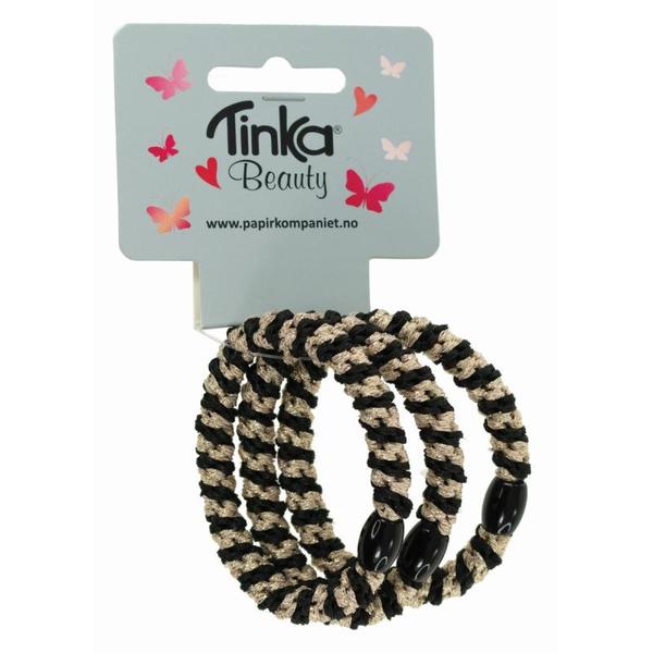 HÅRSTRIKK SORT/GULL 3 STK TINKA BEAUTY