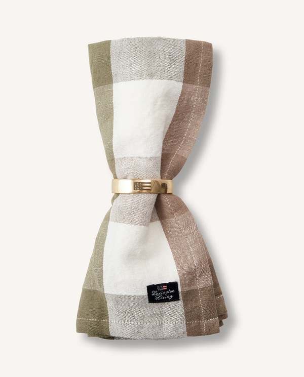 Rutet serviett i linblanding