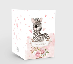 Kort m/konvolutt, Til Dåpsbarnet - Zebra/Rosa - VRPrintogDesign Zebra, rosa - Design kort