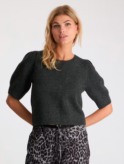 Martha bow knit tee Antracit - Neo noir