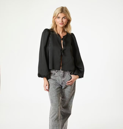 Daliska dull satin blouse  black - Neo noir