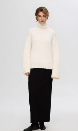 Gabella LS knit high-neck BIRCH - Selected femme