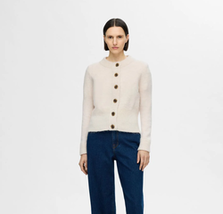 Fsia ras knit cardigan Birch/melange - Selected femme