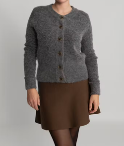 Fsia ras knit cardigan Medium Grey Melange - Selected femme