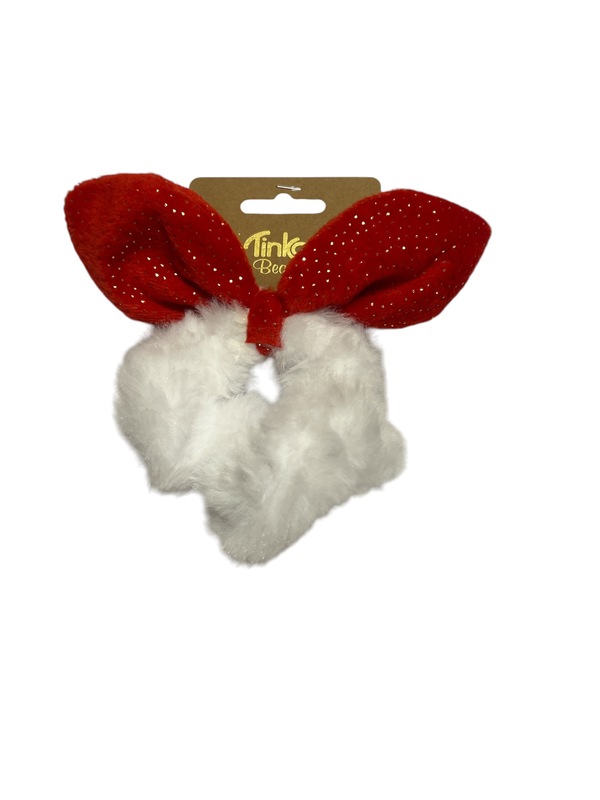 HÅSTRIKK PLYSJ M/RØD SLØYFE TINKA BEAUTY JUL