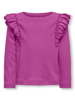 KMGALICE LIFE L/S O-NECK FRILL TOP  Cattleya Orchid - Kids Only 