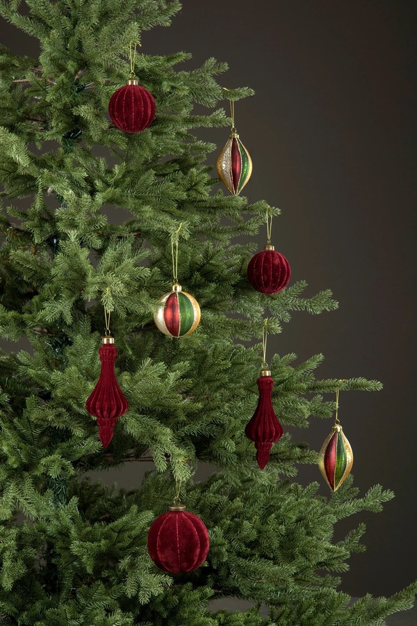 Velour Julekule 19cm 4pk