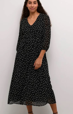 Kaffe KASally kjole Black/white dot - Kaffe Clothing