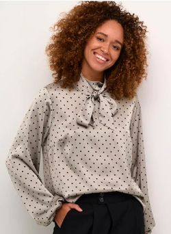 Kaffe KAdonna bluse Steeple Gray/Black Dot - Kaffe Clothing