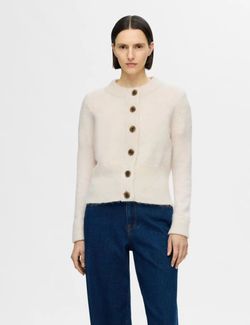 Fsia ras knit cardigan Birch/melange - Selected femme