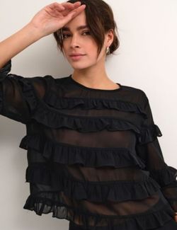 ninna O-neck blouse  black - Kaffe Clothing