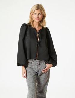 Daliska dull satin blouse  black - Neo noir