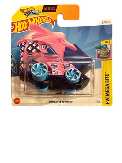 Hot Wheels 1:64 Piranha Terror 4/5 HW Mega Bite Rosa - Hot Wheels