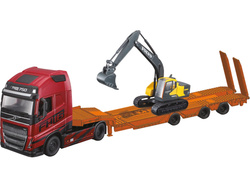 Burago 1:43 Street Fire Hauler Volvo With Construction Vehicle Volve FH16 - Burago