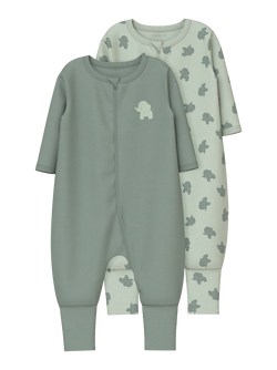 NBMNIGHTSUIT 2P ZIP FF SEA ELEPHANT  Sea Foam - Name It