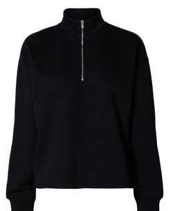 Gia LS zipper sweat  black - Selected femme