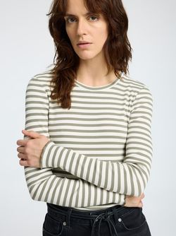 Anna LS crew neck tee VETIVER - Selected femme