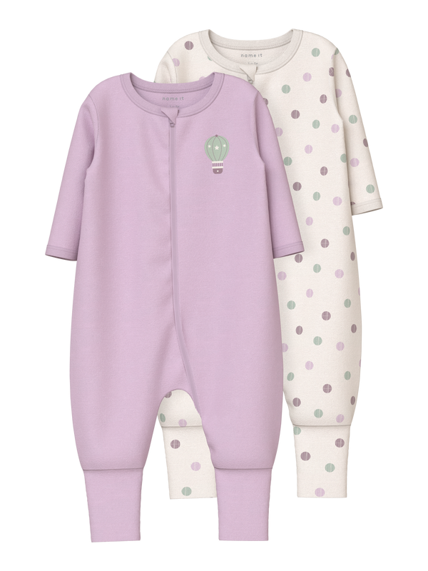 NBFNIGHTSUIT 2P ZIP FF JET DOT 